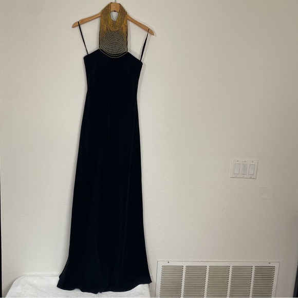NWT New Vintage Women Gilar Evening Gold Beaded Halter...